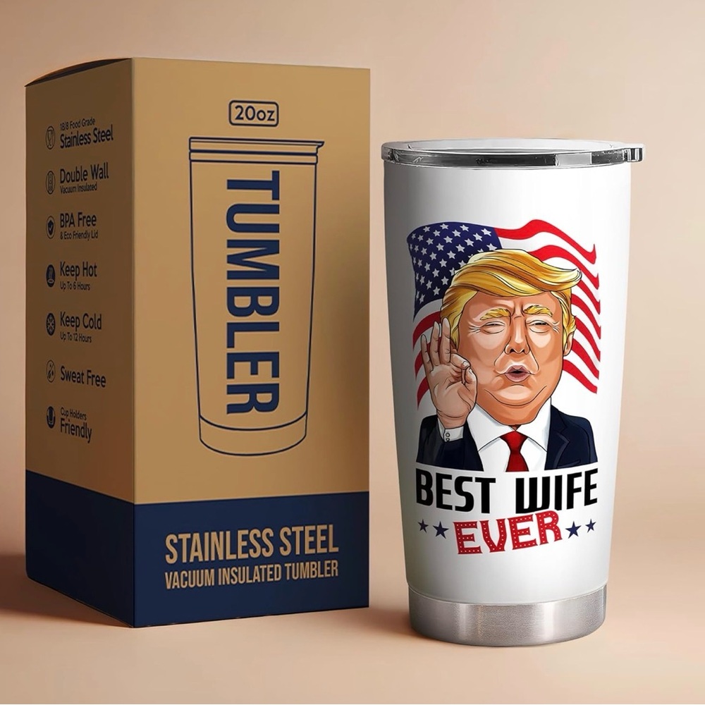 20oz Stainless Steel Travel Tumbler with Lid ‘Best Wife Ever’ - NEW